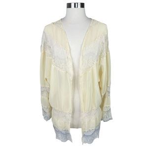 Zanzea Collection Cream Lace Open Front Cardigan/Kimono - Size Medium